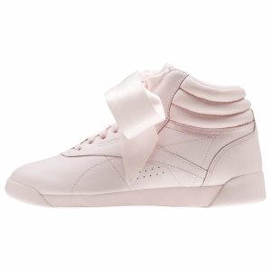 Reebok Freestyle Hi Satin Bow Turnschuhe Damen - Rosa/Grau - DE 386-AUJ